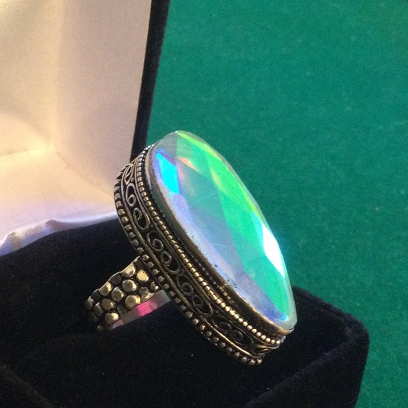 Color Change Aqua Aura Quartz Ring - Picture 3 of 11